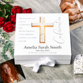 Personalised Confirmation Keepsake Memory Box Gift With Marble Cross