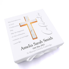 Personalised Confirmation Keepsake Memory Box Gift With Marble Cross
