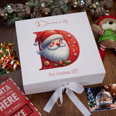 Personalised Christmas Red Lettering Family Baby Keepsake Memory Box