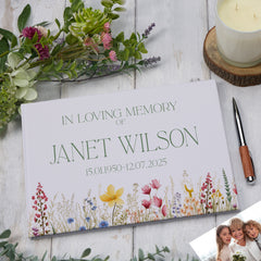 Personalised Large Funeral Memory Book For Condolence & Memorial Guest Signing Book Sympathy Gift