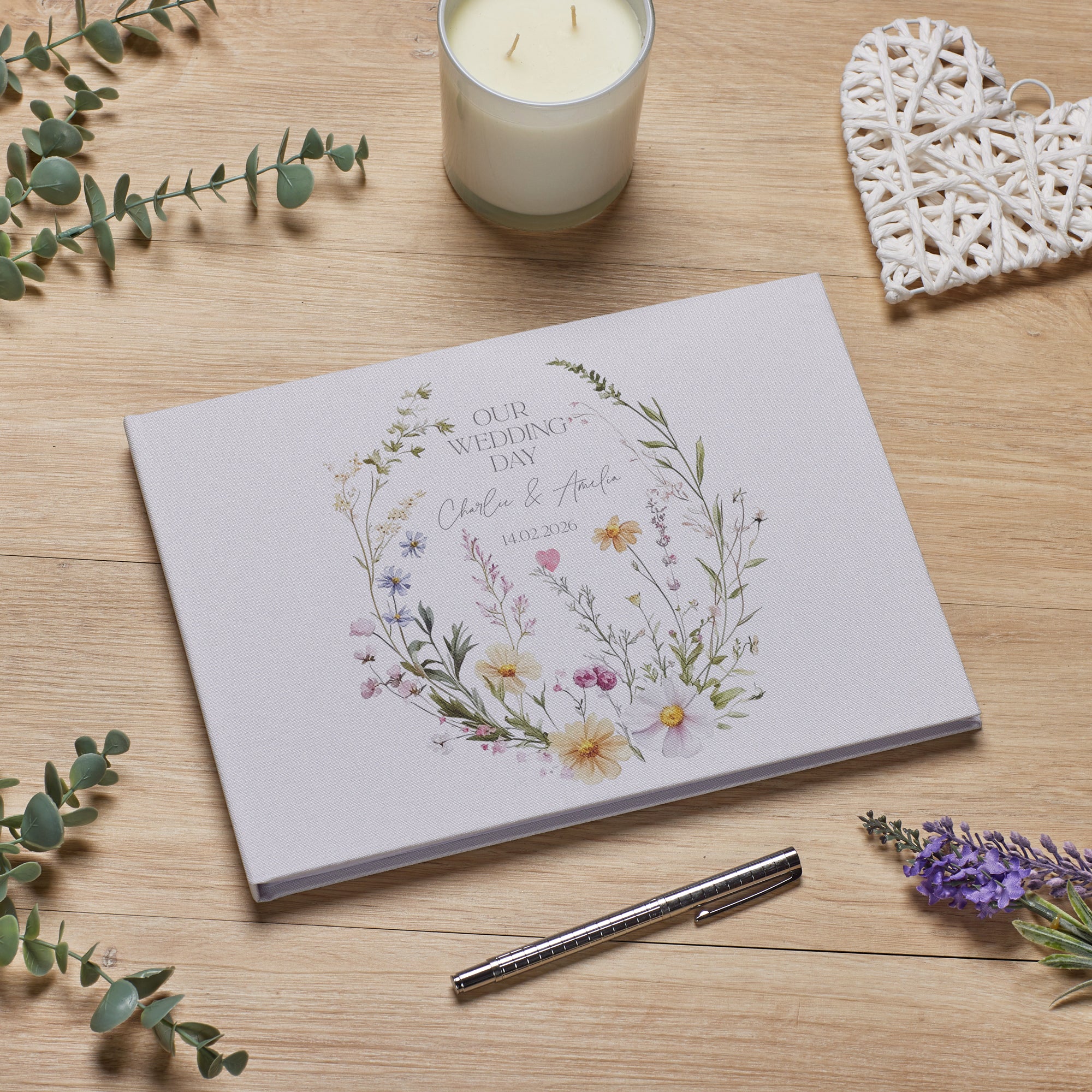 Personalised Large Wedding Memory Book A4 Size Guest Message Book Delicate Floral Design ukgiftstoreonline