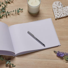 Large Personalised Wedding Guest Book Linen Cover Unique Wedding Guestbook With Flower Design