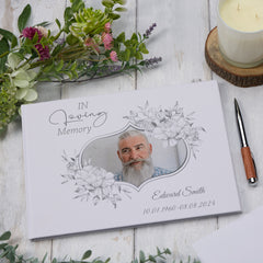 Personalised Large Funeral Book For Male Memorial & Condolence With Image ukgiftstoreonline