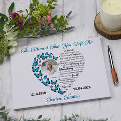 Large Personalised Linen Butterfly Heart Funeral Condolence Memorial Book With Image ukgiftstoreonline