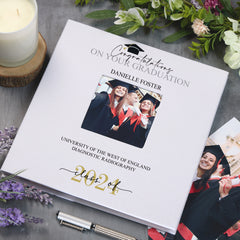 Personalised Graduation Photo Album Linen Cover Class Of Year Design