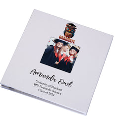 Personalised Graduation Photo Album Linen Cover With Owl Design