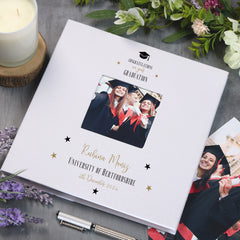 Personalised Graduation Photo Album With Linen Cover Star Design