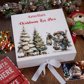 Personalised White Christmas Eve Gift Box With Snowman Design Special Christmas Keepsake Memory Storage