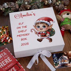 Personalised White Elf On The Shelf Memory Box Special Christmas Keepsake Gift