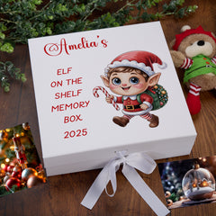 Personalised White Elf On The Shelf Memory Box Special Christmas Keepsake Gift