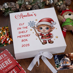 Personalised White Elf On The Shelf Memory Box Special Christmas Keepsake Gift