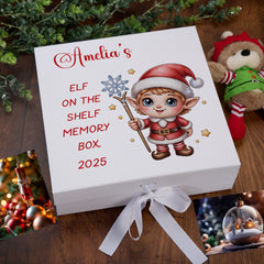 Personalised White Elf On The Shelf Memory Box Special Christmas Keepsake Gift