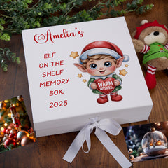 Personalised White Elf On The Shelf Memory Box Special Christmas Keepsake Gift