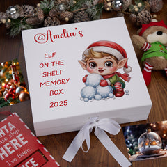 Personalised White Elf On The Shelf Memory Box Special Christmas Keepsake Gift
