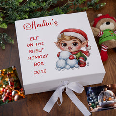 Personalised White Elf On The Shelf Memory Box Special Christmas Keepsake Gift