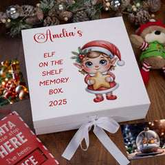 Personalised White Elf On The Shelf Memory Box Special Christmas Keepsake Gift