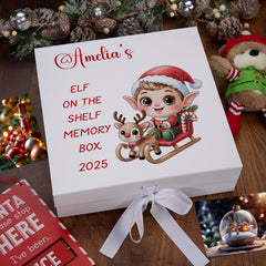 Personalised White Elf On The Shelf Memory Box Special Christmas Keepsake Gift