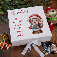Personalised White Elf On The Shelf Wooden and Ribbon Style Christmas Keepsake Gift