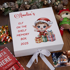 Personalised White Elf On The Shelf Memory Box Special Christmas Keepsake Gift
