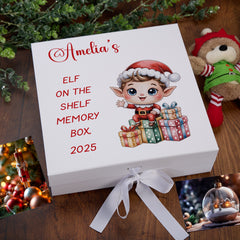 Personalised White Elf On The Shelf Memory Box Special Christmas Keepsake Gift
