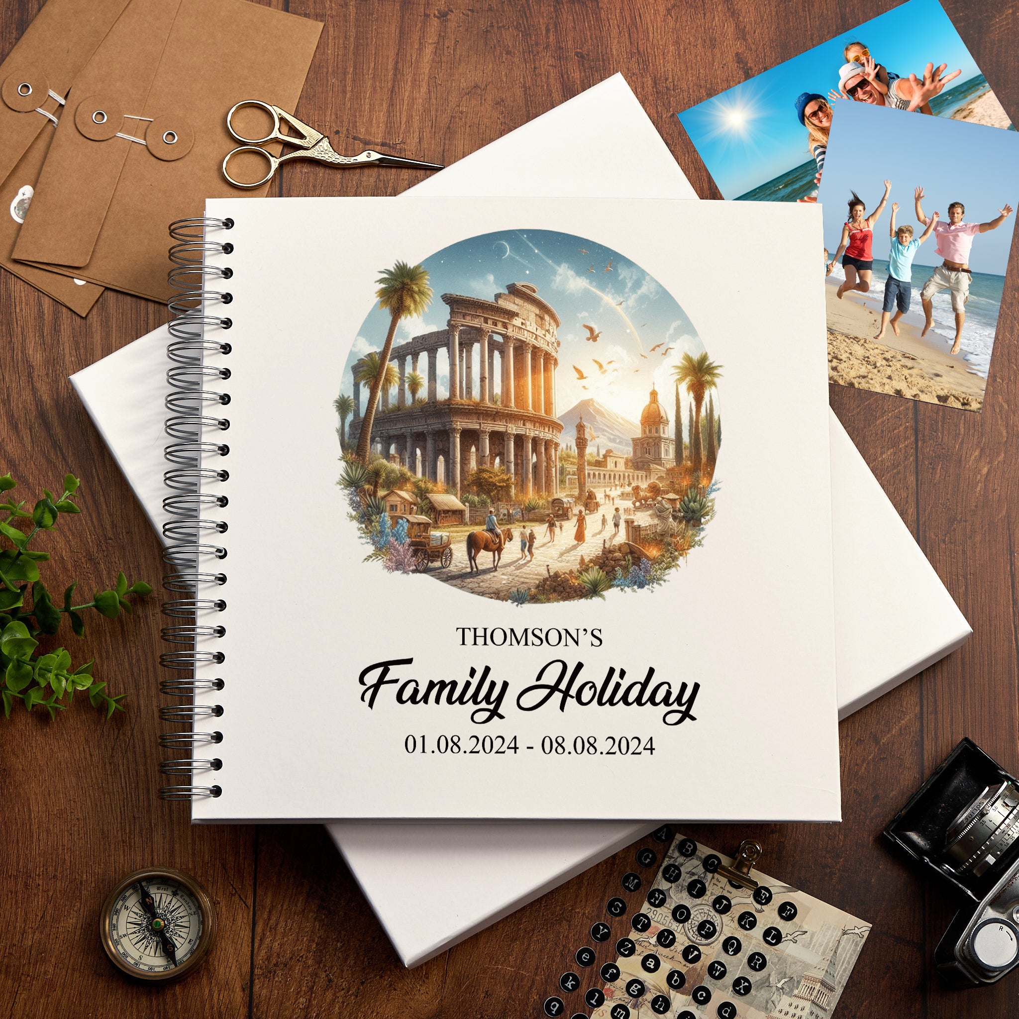 Personalised Rome Holiday Memory Scrapbook Journal Photo Albums Adventures Photo Album ukgiftstoreonline Rome 12 x 12 Inches