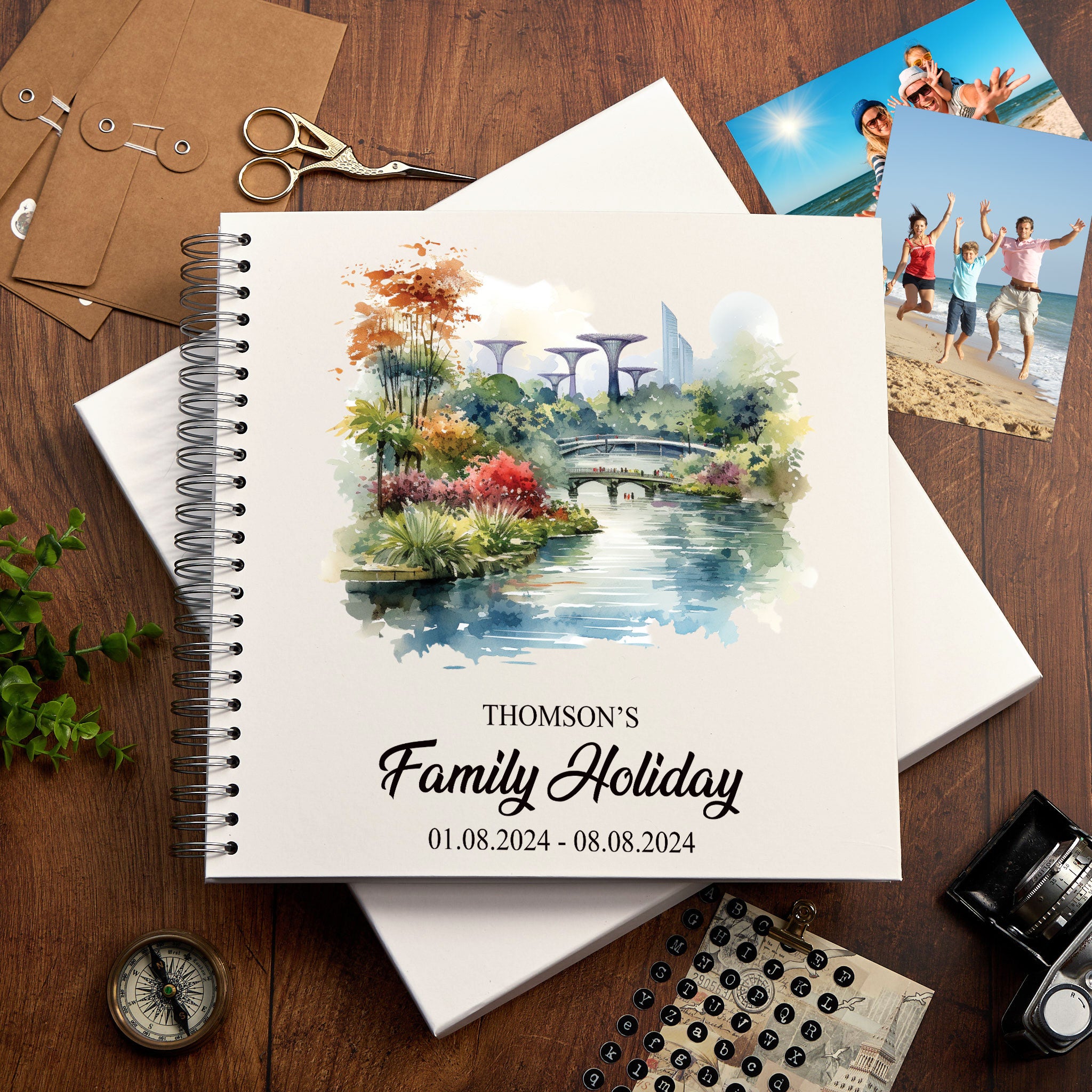 Personalised Singapore Holiday Memory Scrapbook Journal Photo Albums Adventures Photo Album ukgiftstoreonline Gardens By the Bay 12 x 12 Inches