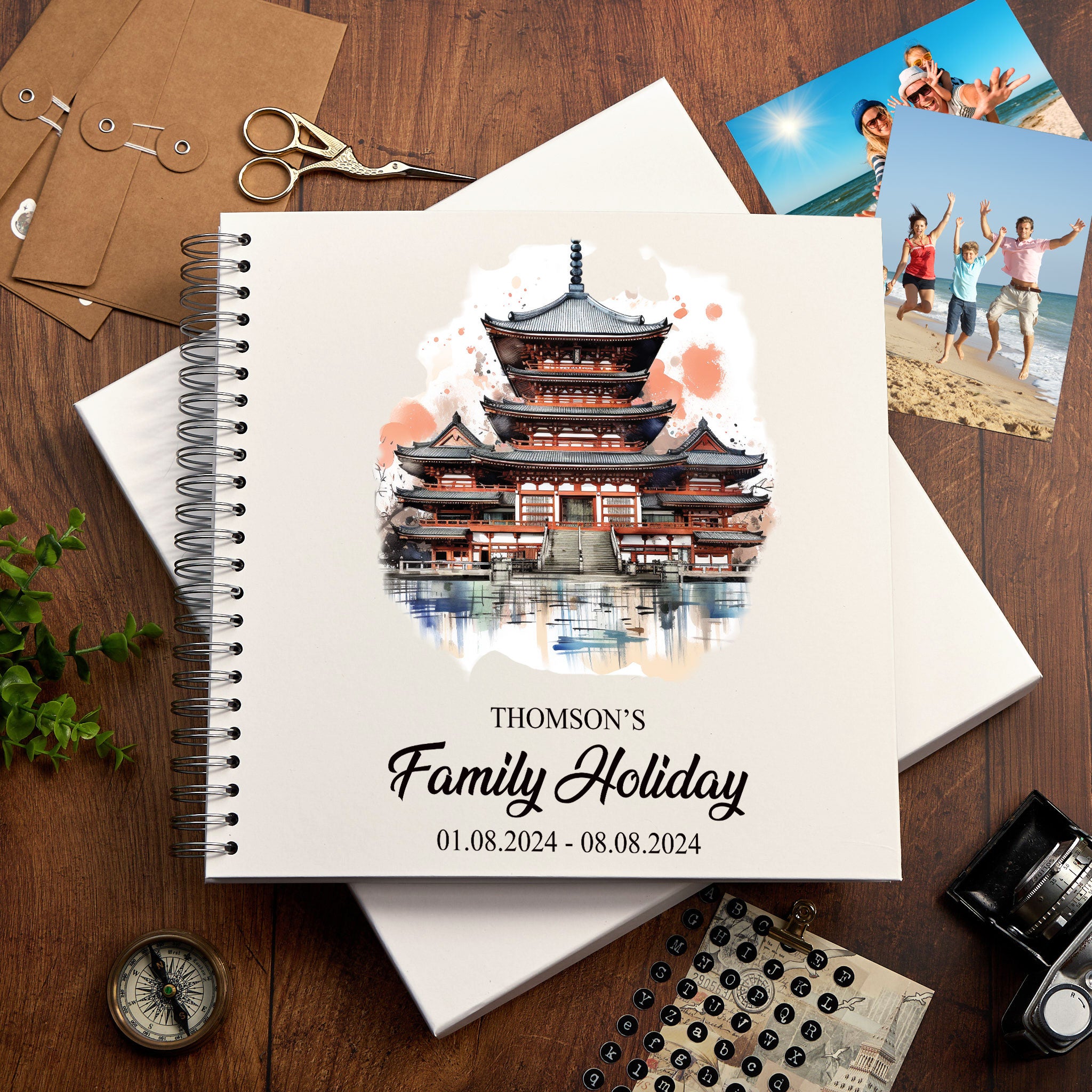Personalised Tokyo Holiday Memory Scrapbook Journal Photo Albums Adventures Photo Album ukgiftstoreonline Pagoda 12 x 12 Inches