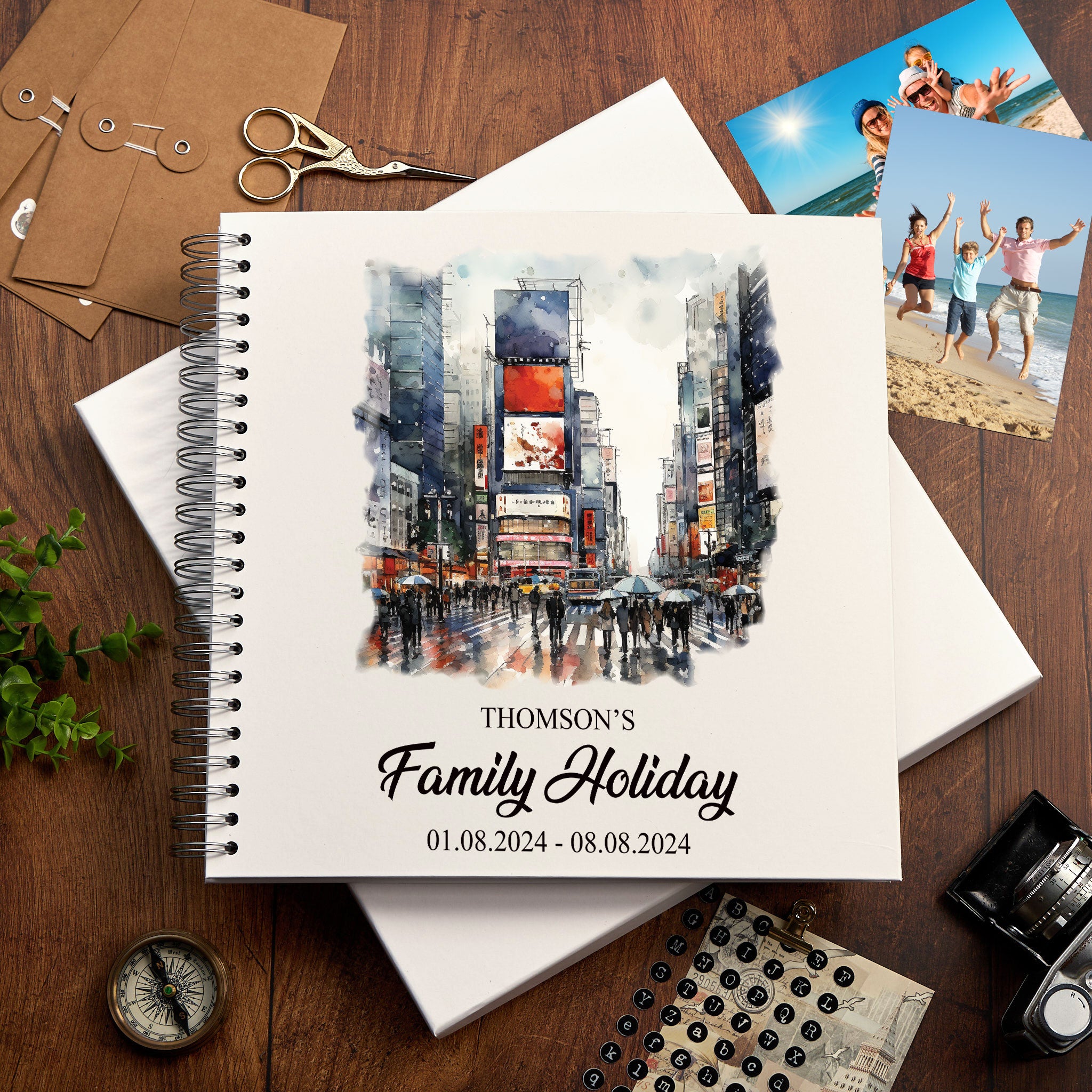 Personalised Tokyo Holiday Memory Scrapbook Journal Photo Albums Adventures Photo Album ukgiftstoreonline Shibuya Time Square 12 x 12 Inches