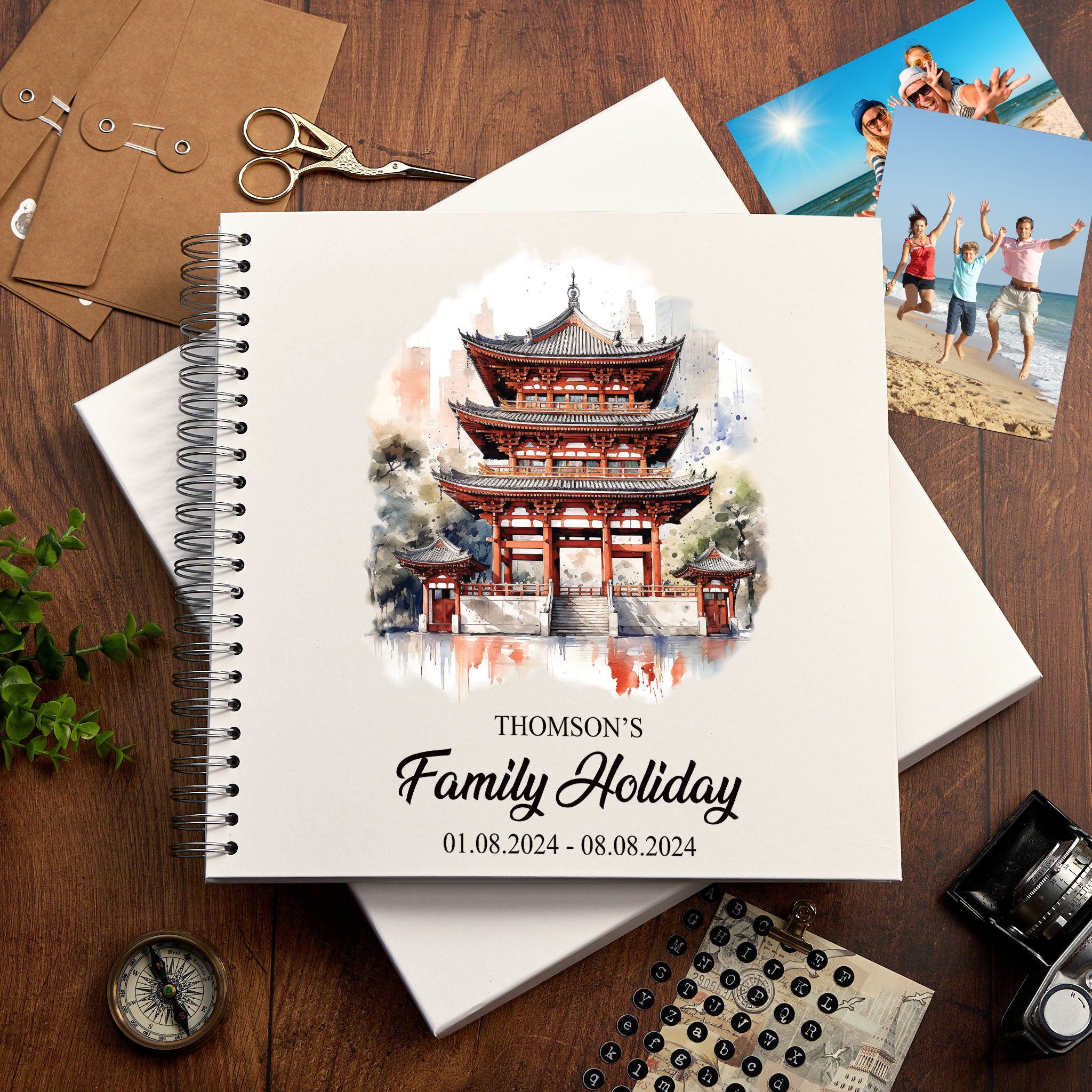 Personalised Tokyo Holiday Memory Scrapbook Journal Photo Albums Adventures Photo Album ukgiftstoreonline Temple 12 x 12 Inches