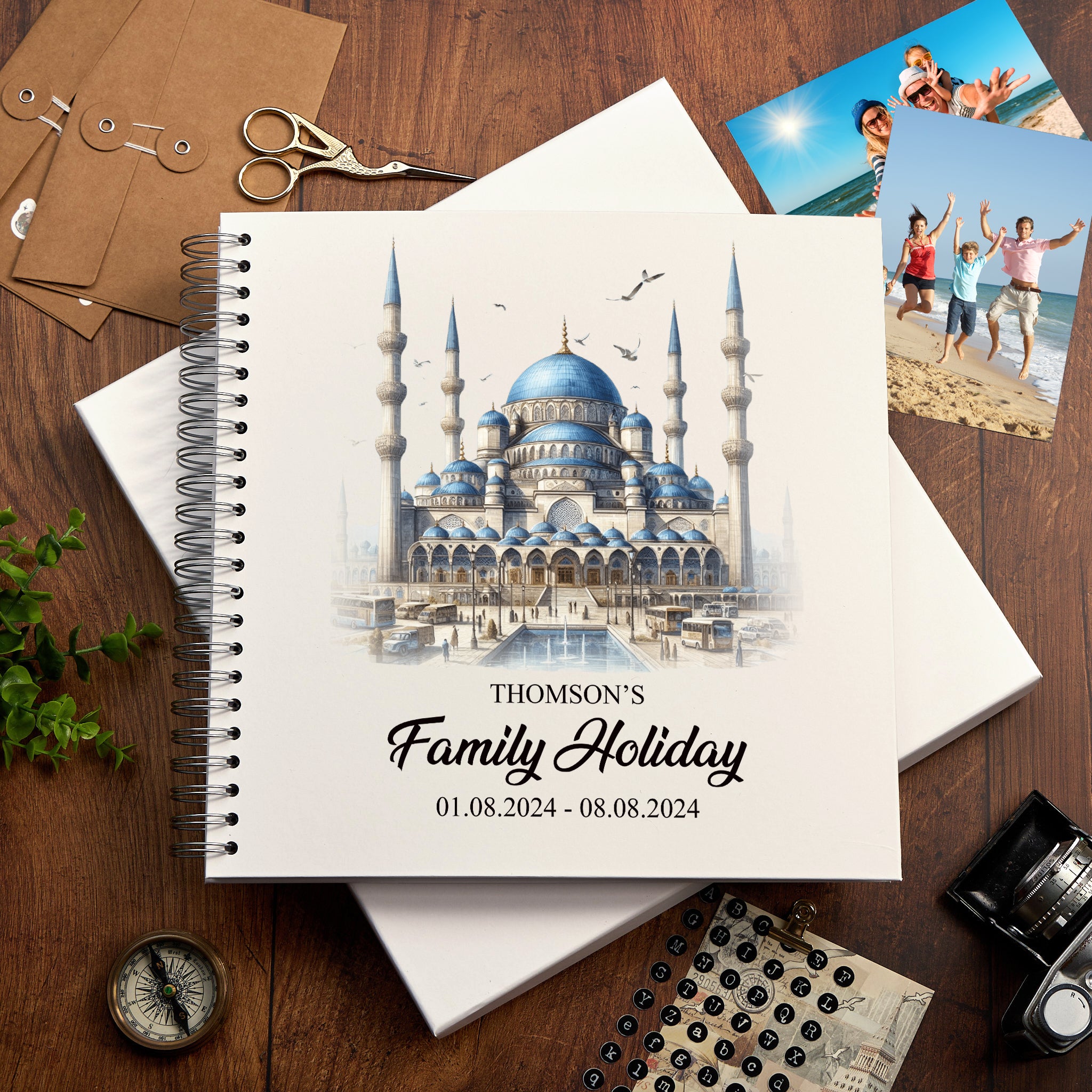 Personalised Turkey Holiday Memory Scrapbook Journal Photo Albums Adventures Photo Album ukgiftstoreonline Blue Mosque 12 x 12 Inches