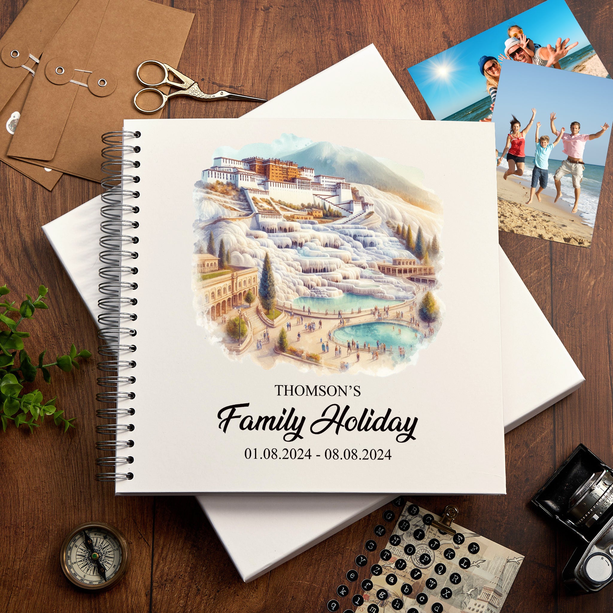 Personalised Turkey Holiday Memory Scrapbook Journal Photo Albums Adventures Photo Album ukgiftstoreonline Pamukkale 12 x 12 Inches