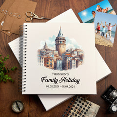 Personalised Turkey Holiday Memory Scrapbook Journal Photo Albums Adventures Photo Album ukgiftstoreonline Galata Tower 12 x 12 Inches
