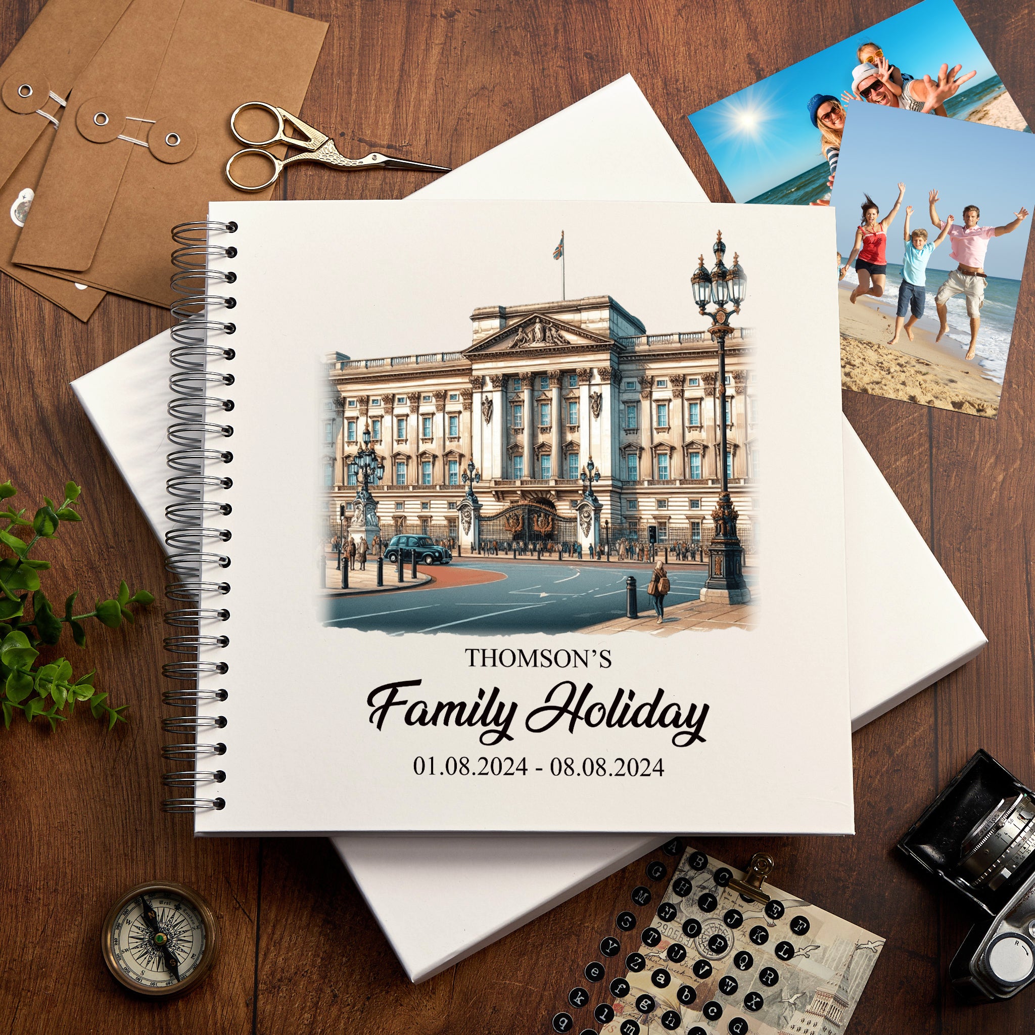Personalised England, London Holiday Memory Scrapbook Journal Photo Albums Adventures Photo Album ukgiftstoreonline Buckingham Palace 12 x 12 Inches