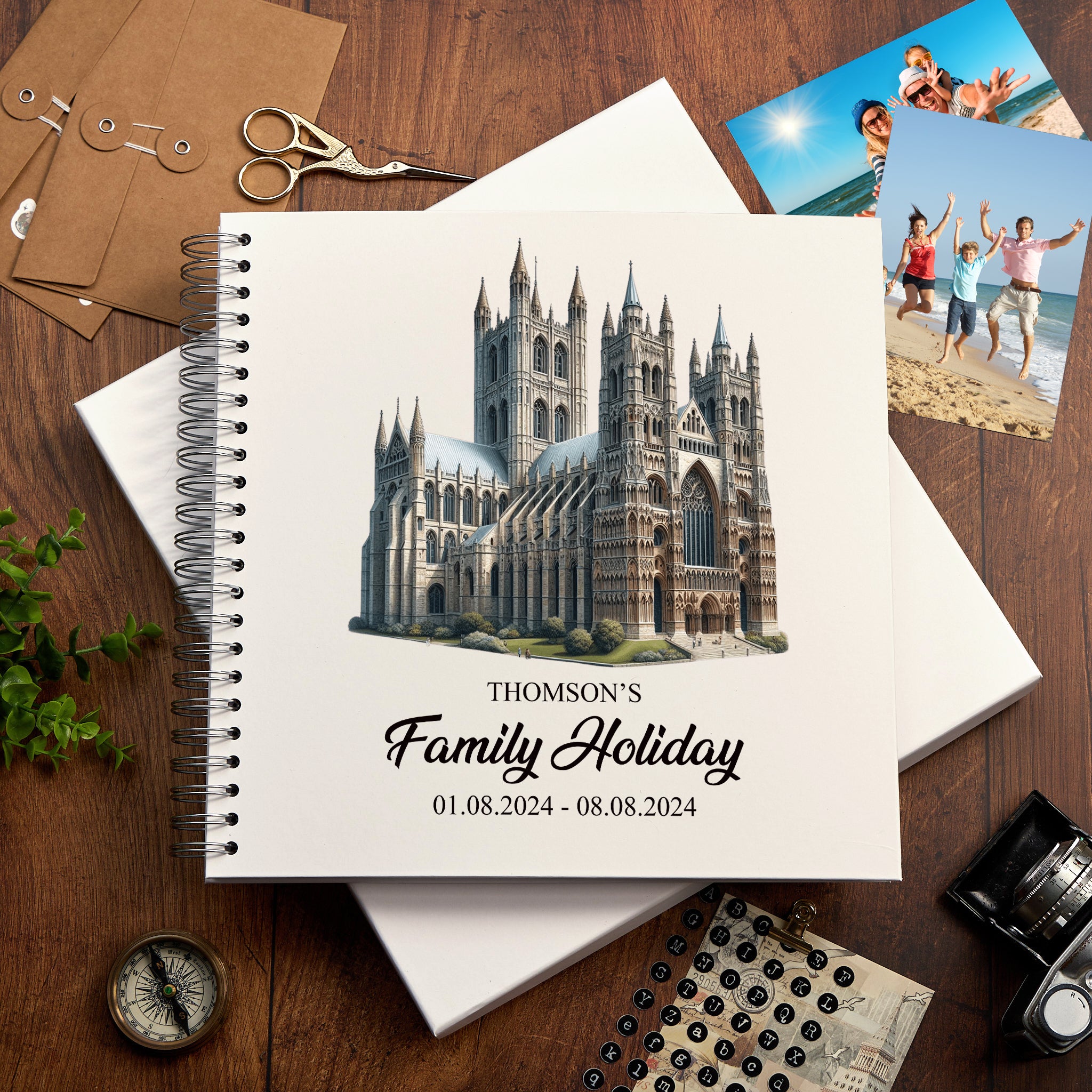 Personalised England, London Holiday Memory Scrapbook Journal Photo Albums Adventures Photo Album ukgiftstoreonline Canterbury Cathedral 12 x 12 Inches