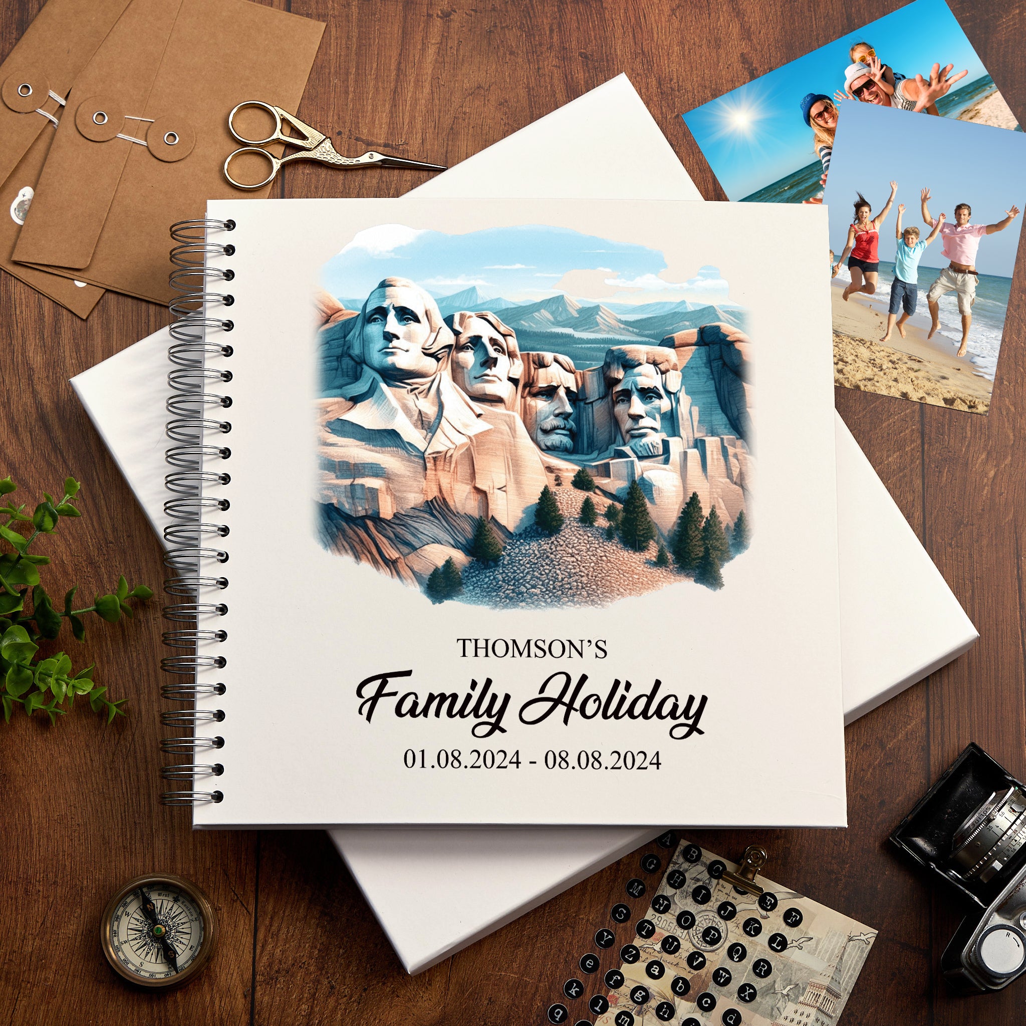 Personalised USA Holiday Memory Scrapbook Journal Photo Albums Adventures Photo Album ukgiftstoreonline Mount Rushmore 12 x 12 Inches