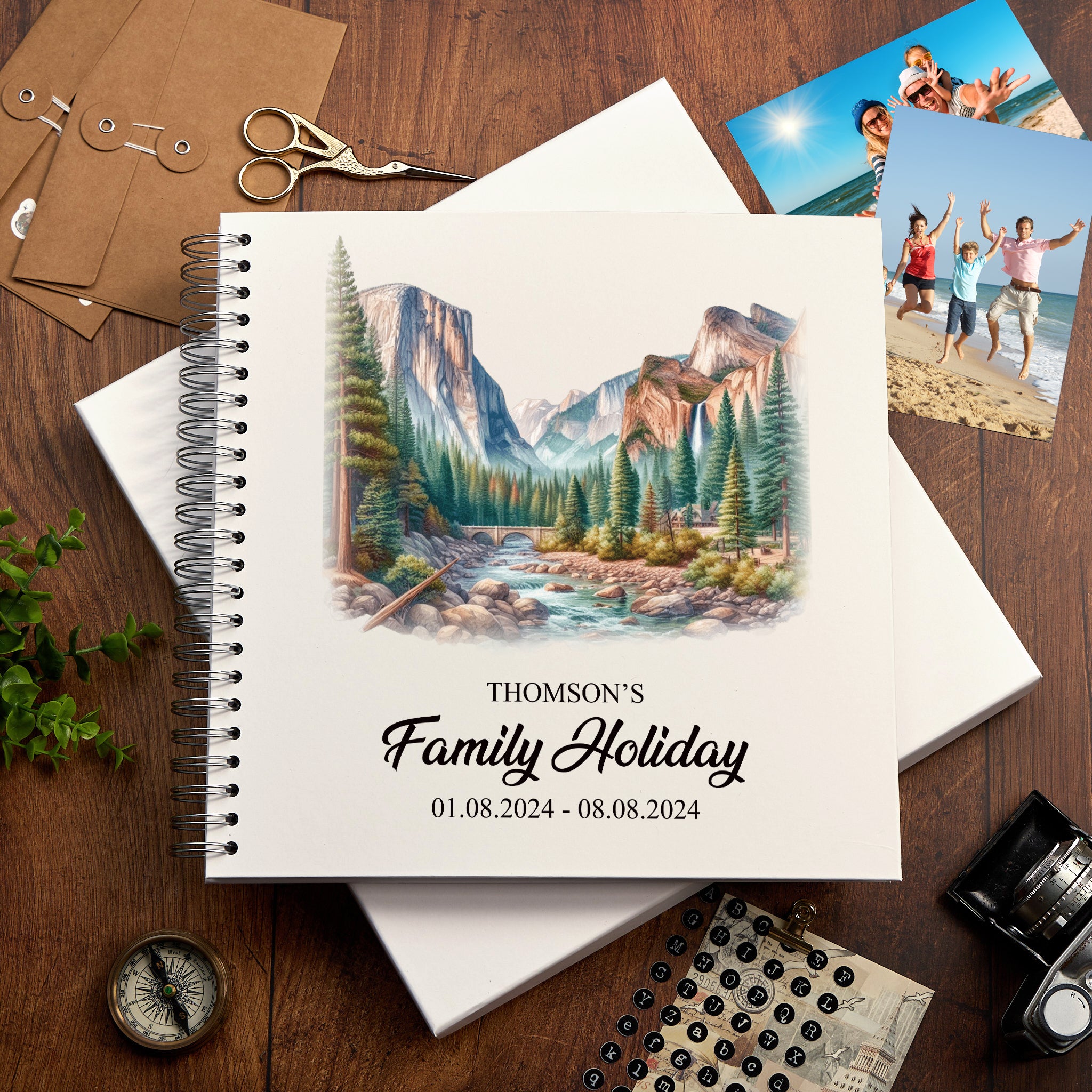 Personalised USA Holiday Memory Scrapbook Journal Photo Albums Adventures Photo Album ukgiftstoreonline Yosemite National Park 12 x 12 Inches