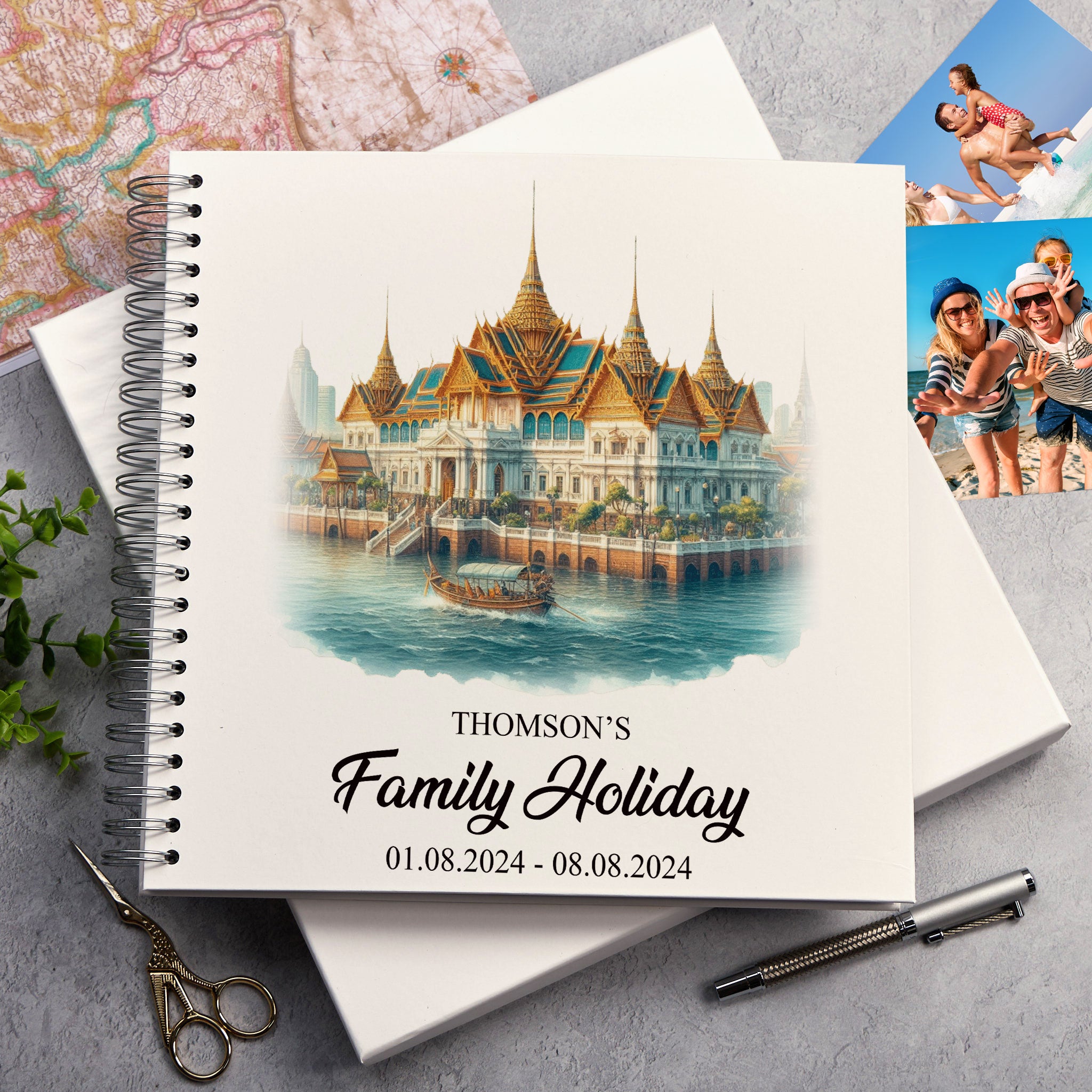 Personalised Bangkok Holiday Memory Scrapbook Journal Photo Albums Adventures Photo Album ukgiftstoreonline Grand-Palace 12 x 12 Inches