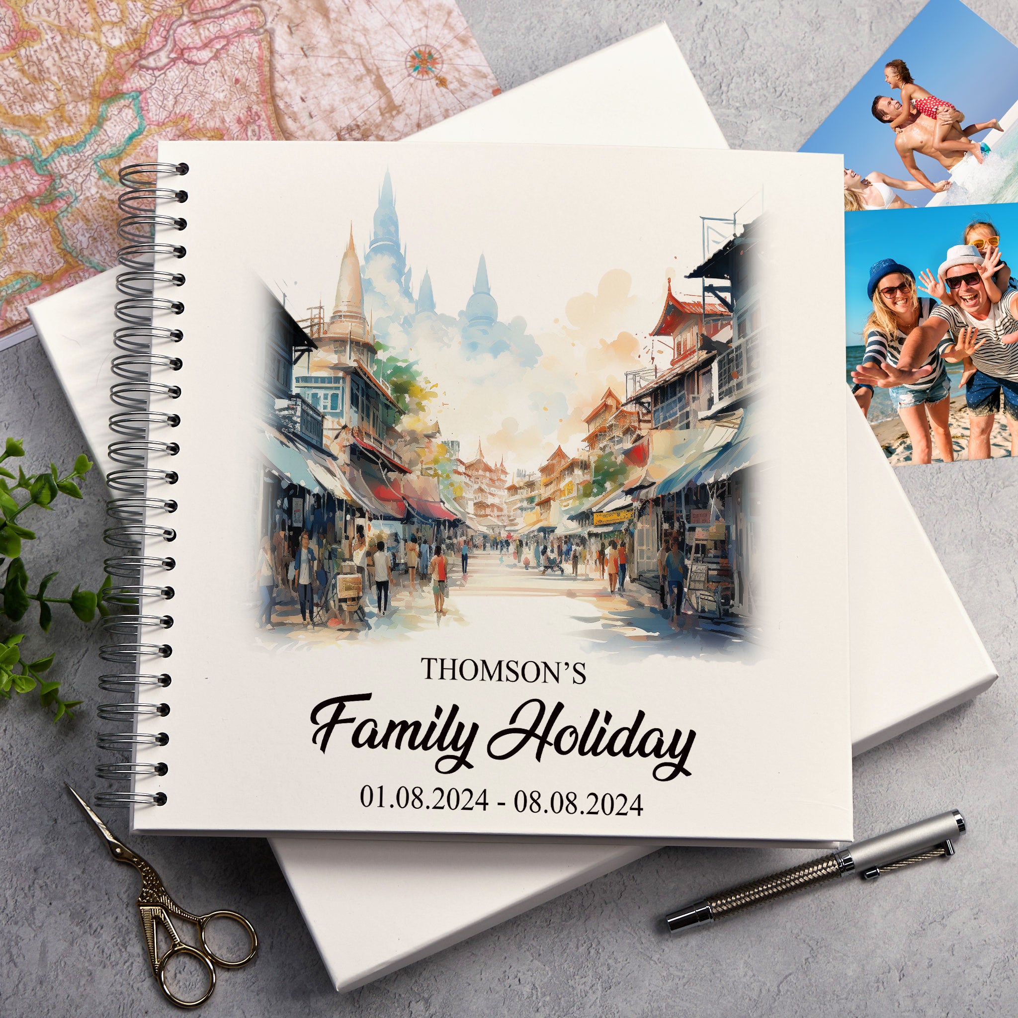 Personalised Bangkok Holiday Memory Scrapbook Journal Photo Albums Adventures Photo Album ukgiftstoreonline Bangkok 12 x 12 Inches