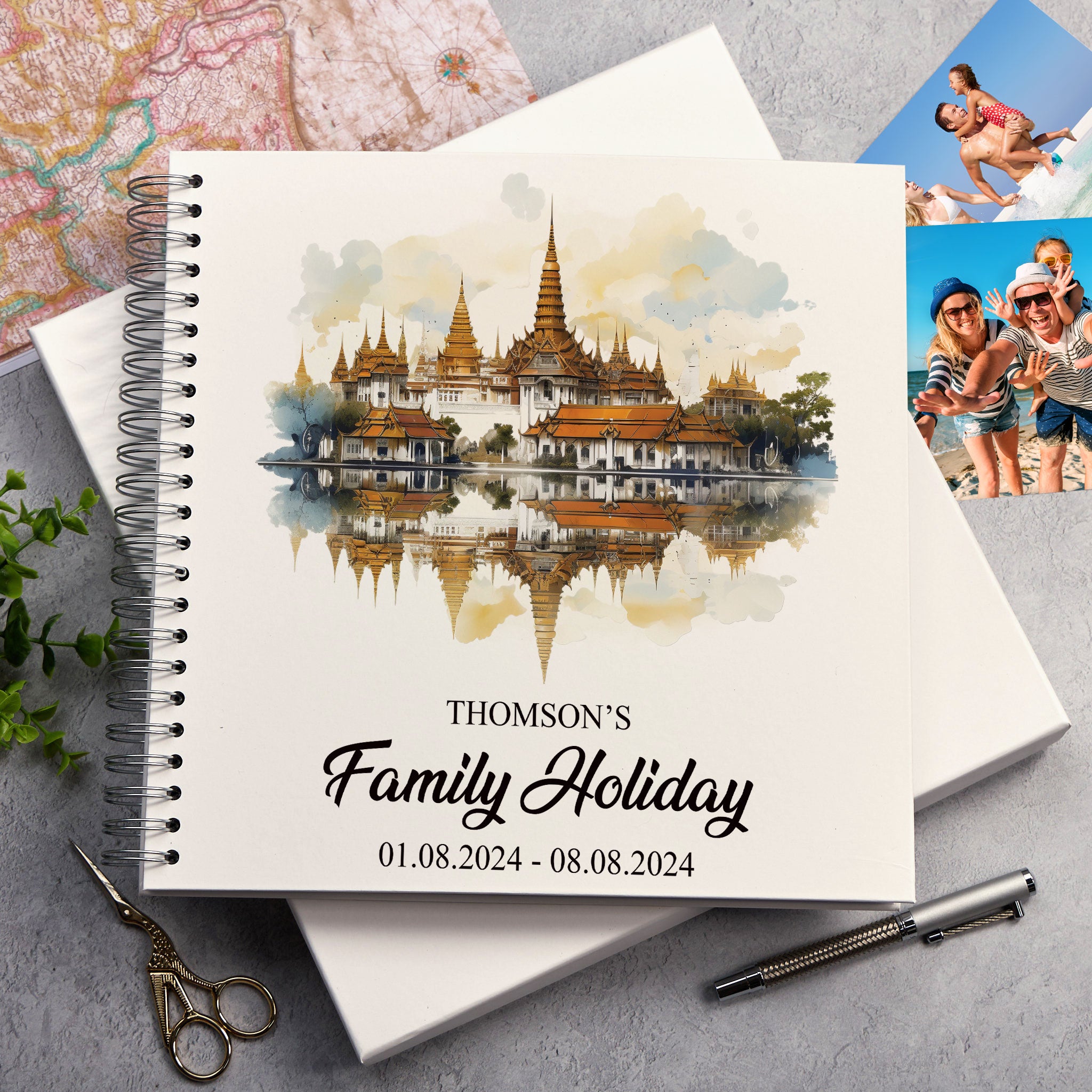 Personalised Bangkok Holiday Memory Scrapbook Journal Photo Albums Adventures Photo Album ukgiftstoreonline Templo de marmol 12 x 12 Inches