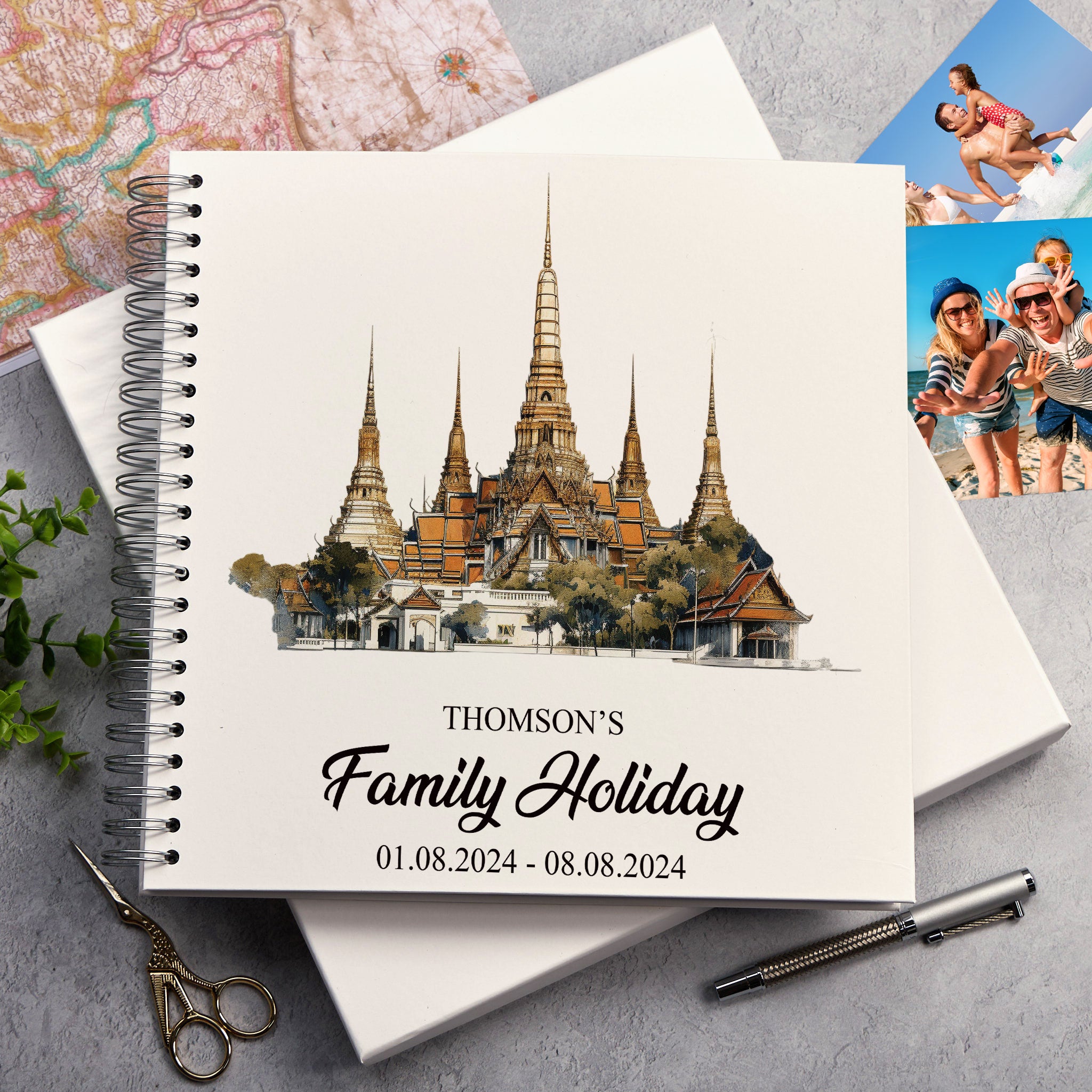 Personalised Bangkok Holiday Memory Scrapbook Journal Photo Albums Adventures Photo Album ukgiftstoreonline Ala Arun 12 x 12 Inches