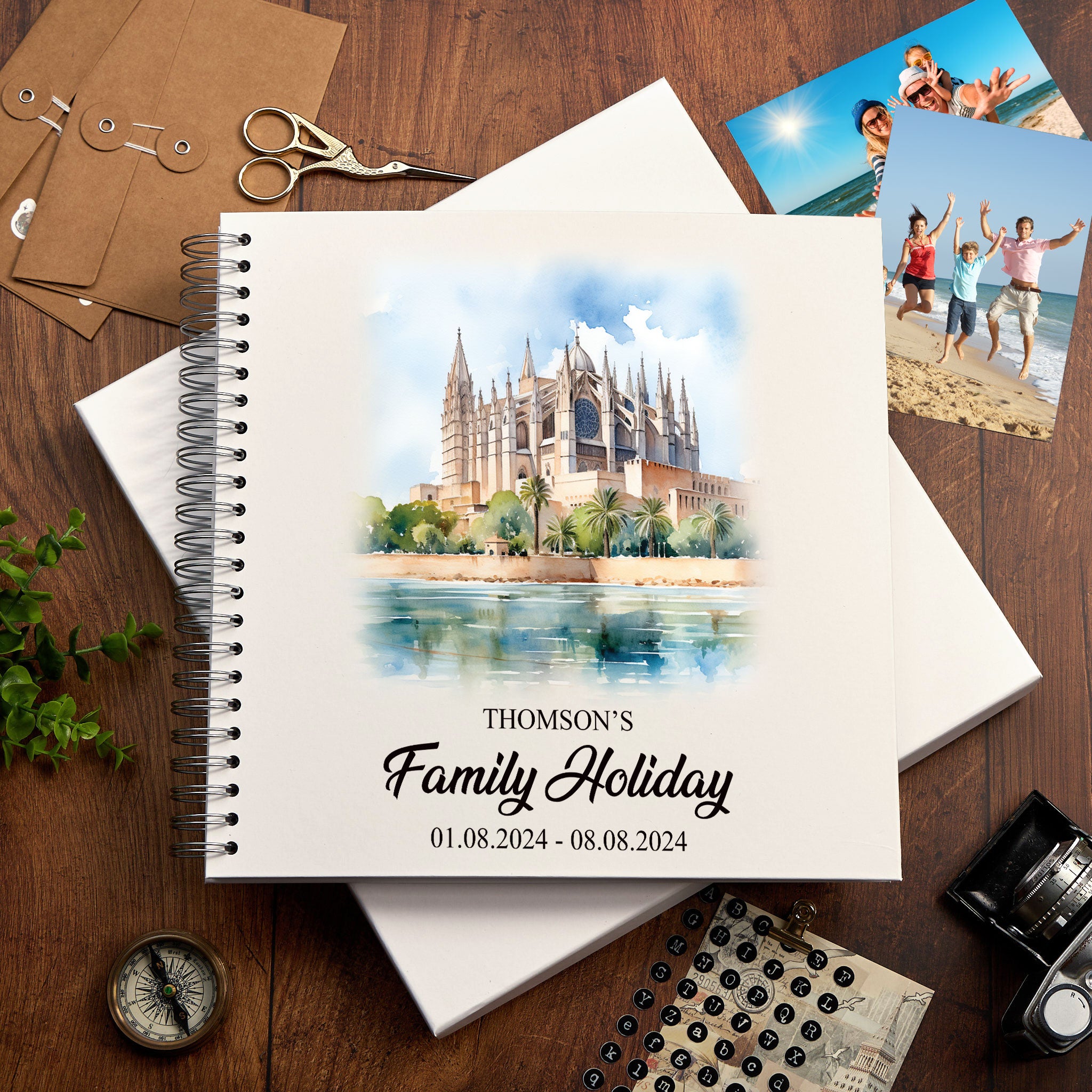 Personalised Majorca/Mallorca Holiday Memory Scrapbook Journal Photo Albums Adventures Photo Album ukgiftstoreonline Catedral - Basilica de Santa Maria 12 x 12 Inches