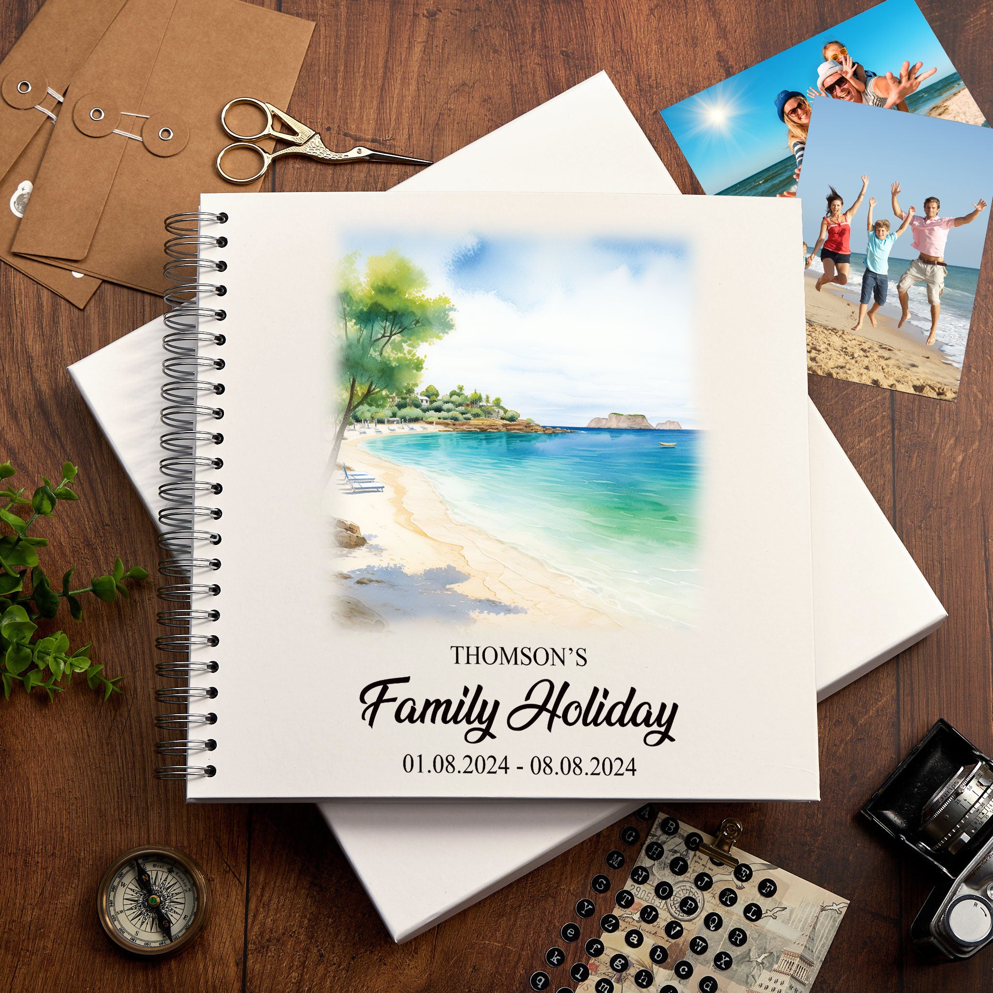 Personalised Majorca/Mallorca Holiday Memory Scrapbook Journal Photo Albums Adventures Photo Album ukgiftstoreonline Sea Side 12 x 12 Inches