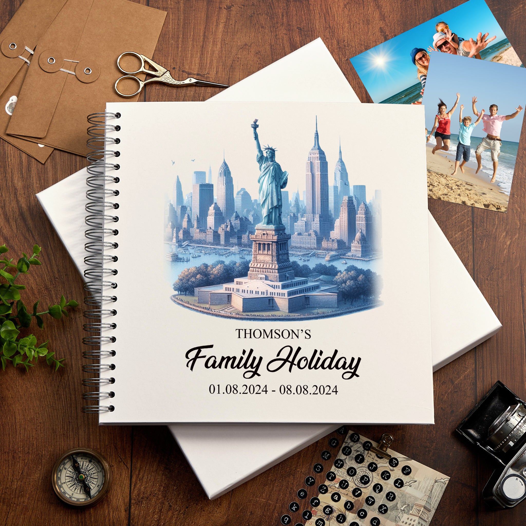 Personalised New York Holiday Memory Scrapbook Journal Photo Albums Adventures Photo Album ukgiftstoreonline Statue of Liberty 12 x 12 Inches