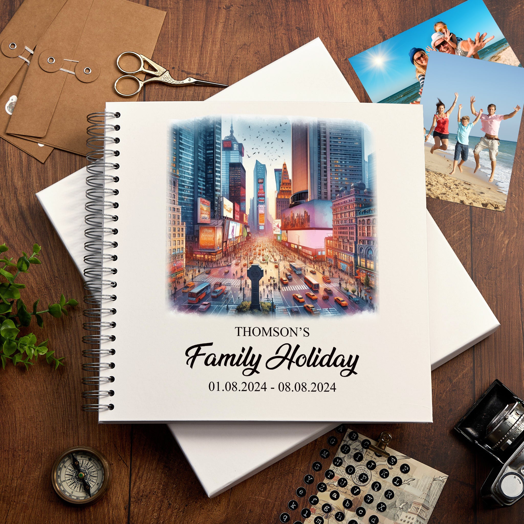 Personalised New York Holiday Memory Scrapbook Journal Photo Albums Adventures Photo Album ukgiftstoreonline Times Square 12 x 12 Inches