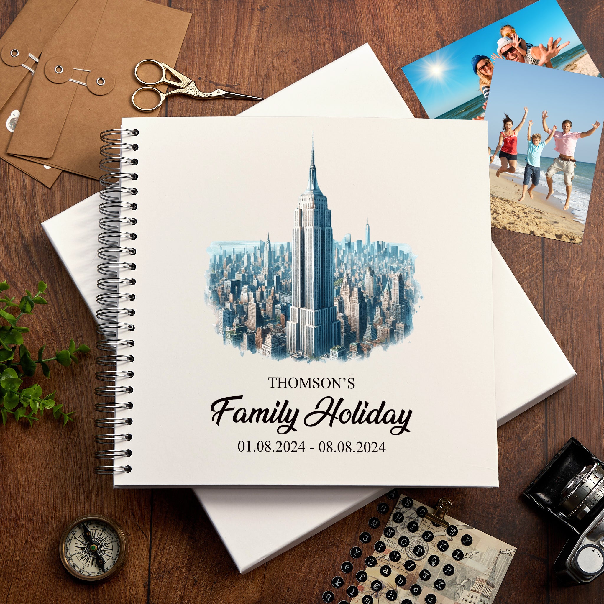 Personalised New York Holiday Memory Scrapbook Journal Photo Albums Adventures Photo Album ukgiftstoreonline Empire State Building 12 x 12 Inches