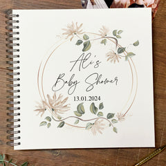 Personalised Large Baby Shower Album Scrapbook Boxed Flower Wreath Gift