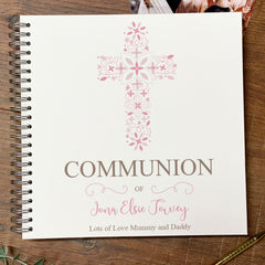 Large First Holy Communion Memories Photo Album Scrapbook Guest Book Boxed Pink Cross