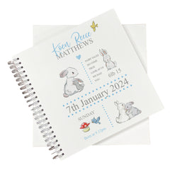 Large Baby Boy Photo Album Scrapbook Birth Record Book Boxed Rabbits