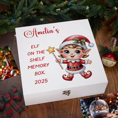 Personalised White Elf On The Shelf Memory Box Special Christmas Keepsake Gift