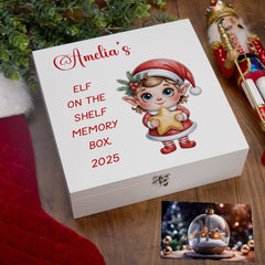 Personalised White Elf On The Shelf Memory Box Special Christmas Keepsake Gift